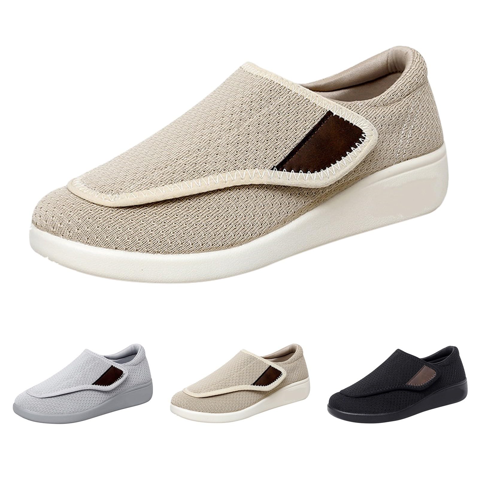 Diabetiker Schuhe Damen Geschwollene Orthopädische Barfußschuhe Leichte Weit Walkingschuhe Flache Sohle Schlupfschuhe Weich Slip On Fitnessschuhe atmungsaktive Freizeitschuhe Wanderschuhe