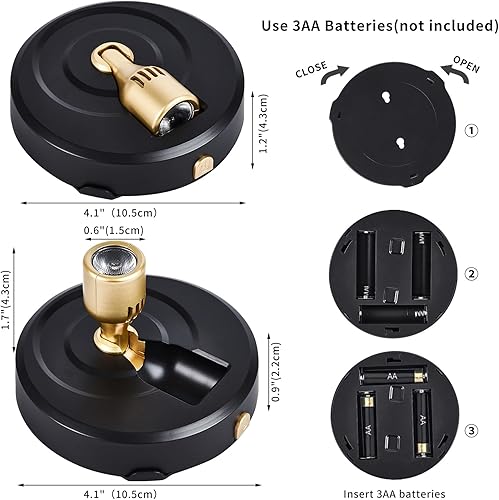 Miniatura 6 de HOFUY Paquete de 2 focos LED inalámbricos que funcionan con pilas, luces de disco con 2 controles remotos, luces de punto regulables con atenuador