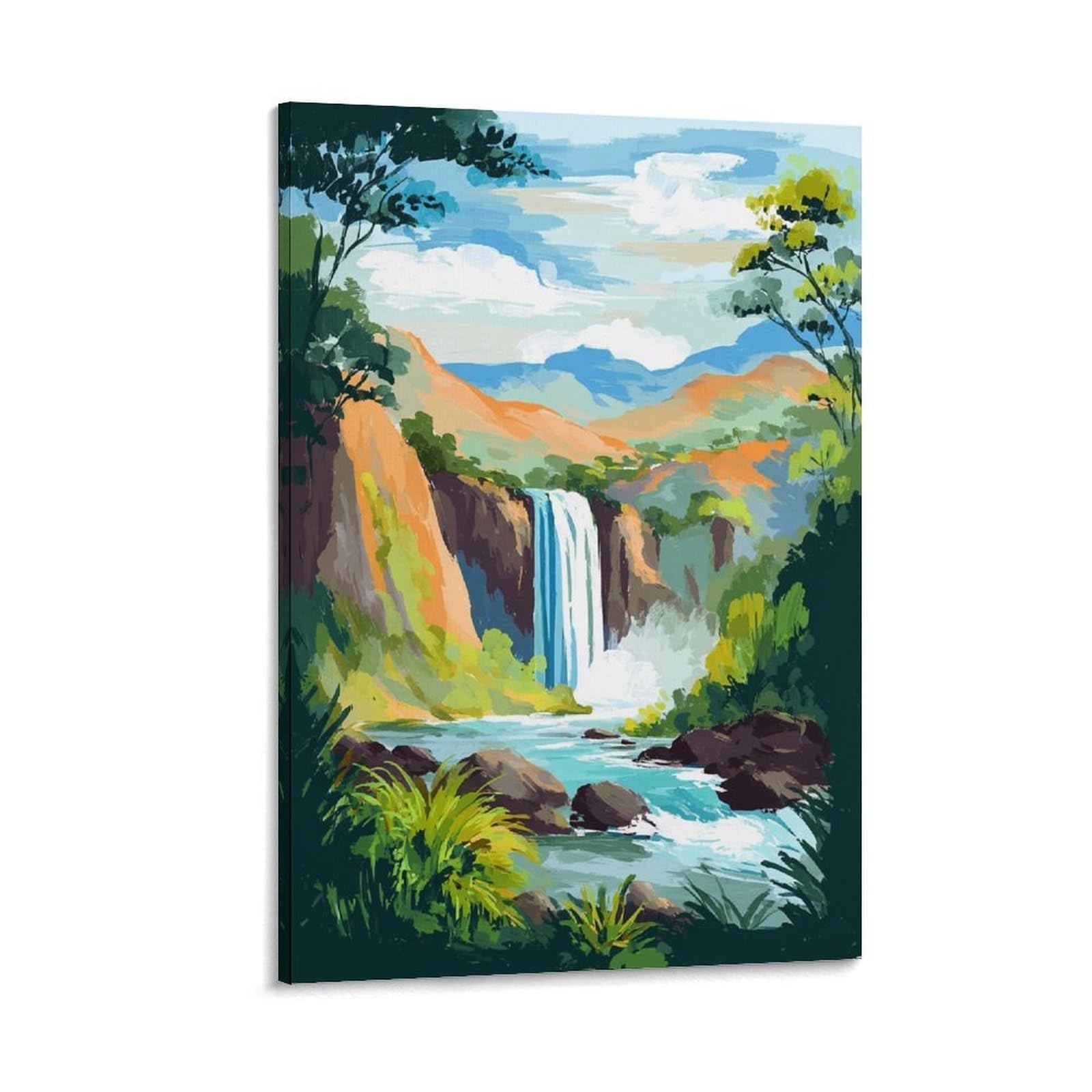 ZBBGGOZ Akaka Falls State Park Poster 24x36inch(60x90cm) Vintage Watercolor Canvas Art