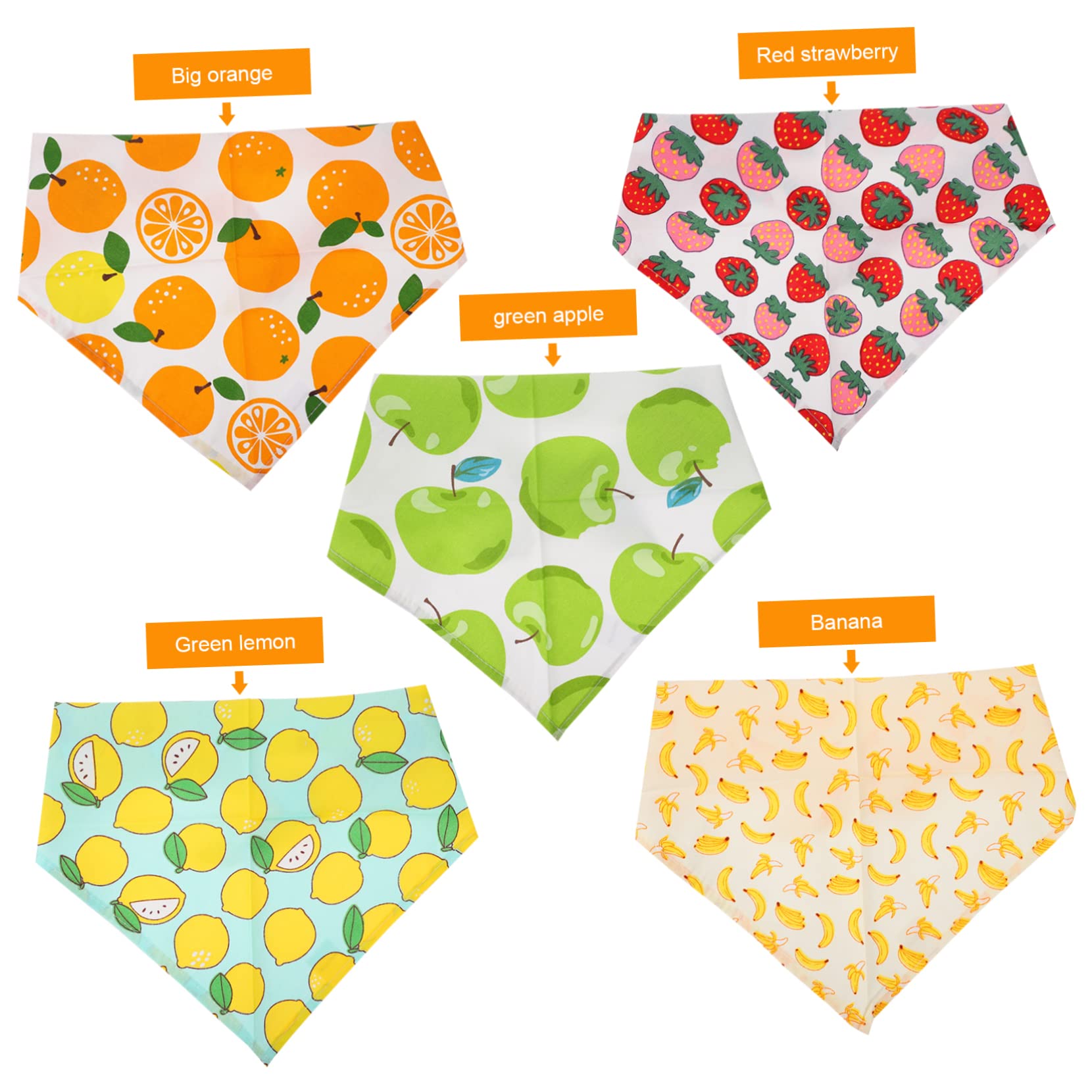 Kisangel 15pièces Bandanas pour Chiens avec Motif Fruits Écharpes Doux pour Animaux Accessoires De Mode pour Chiens Et De Modèles Colorés