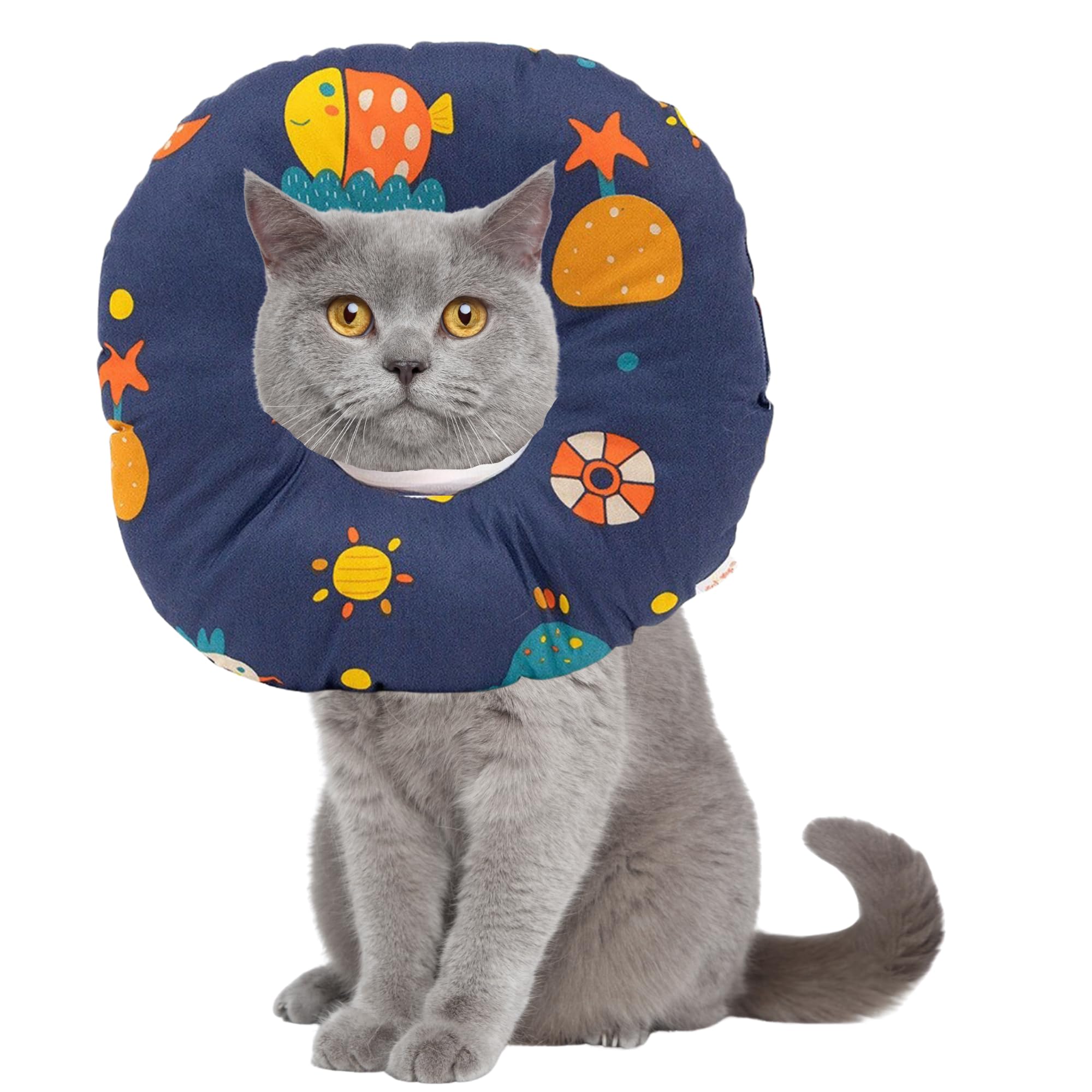 Ducomi Molly Collar de Recuperación para Perro Gato – Collar Elisabetano Ajustable y Suave para Proteger a Las Mascotas Durante la Curación de Heridas y Cirugías (L, Universe)