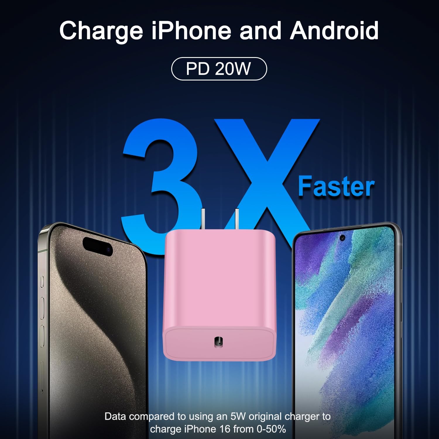 iPhone 17 16 15 Charger Fast Charging, 3 Pack 10FT PD 20W USB C Charger with Lightning Cord & USB C Cable Type C Chargers Block for iPhone 17/17 Pro/17 Pro Max/16/16 Pro/16 Pro Max/15/14/13/12（Pink）