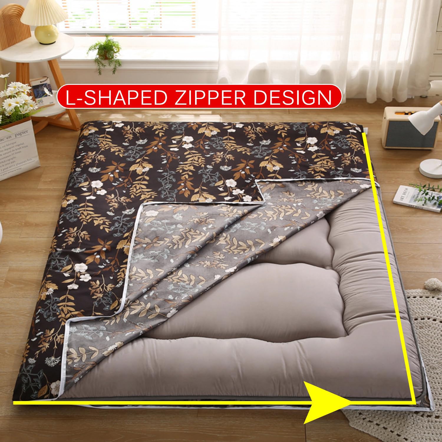 D,200x220cm, Futon Copertura Materasso con Cerniera Pavimento Futon Cover Giapponese Futon Materasso Tampone Copertura Futon Materasso Protettore Copertura Protettiva del Tappeto