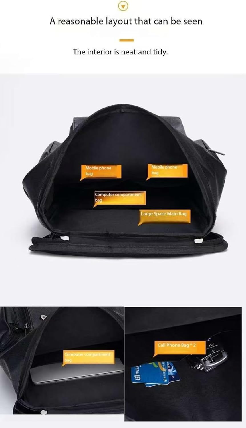 PU leather casual backpack 15.6 inches travel college work backpack business laptop backpack multi-pocket schoolbag (grey1,Backpack) - Image 4