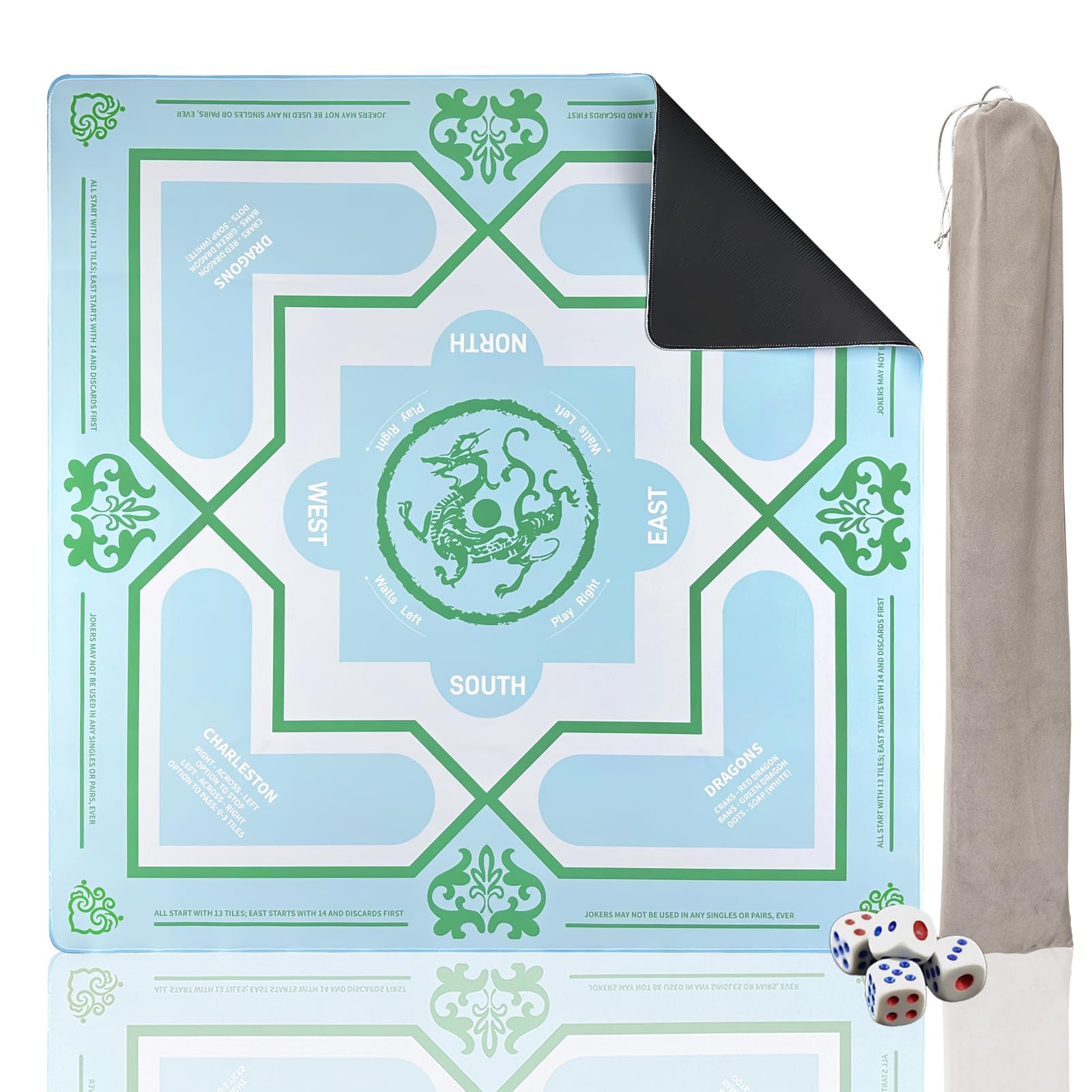 Photo 1 of Mahjong Mat 31.5 * 31.5 Inch Non-Slip Noise Reduction, American Mahjong Mat for Table with Bag, Waterproof Surface Mah Jongg Mats for Poker, Card, Dominoes, Board & Tile Games