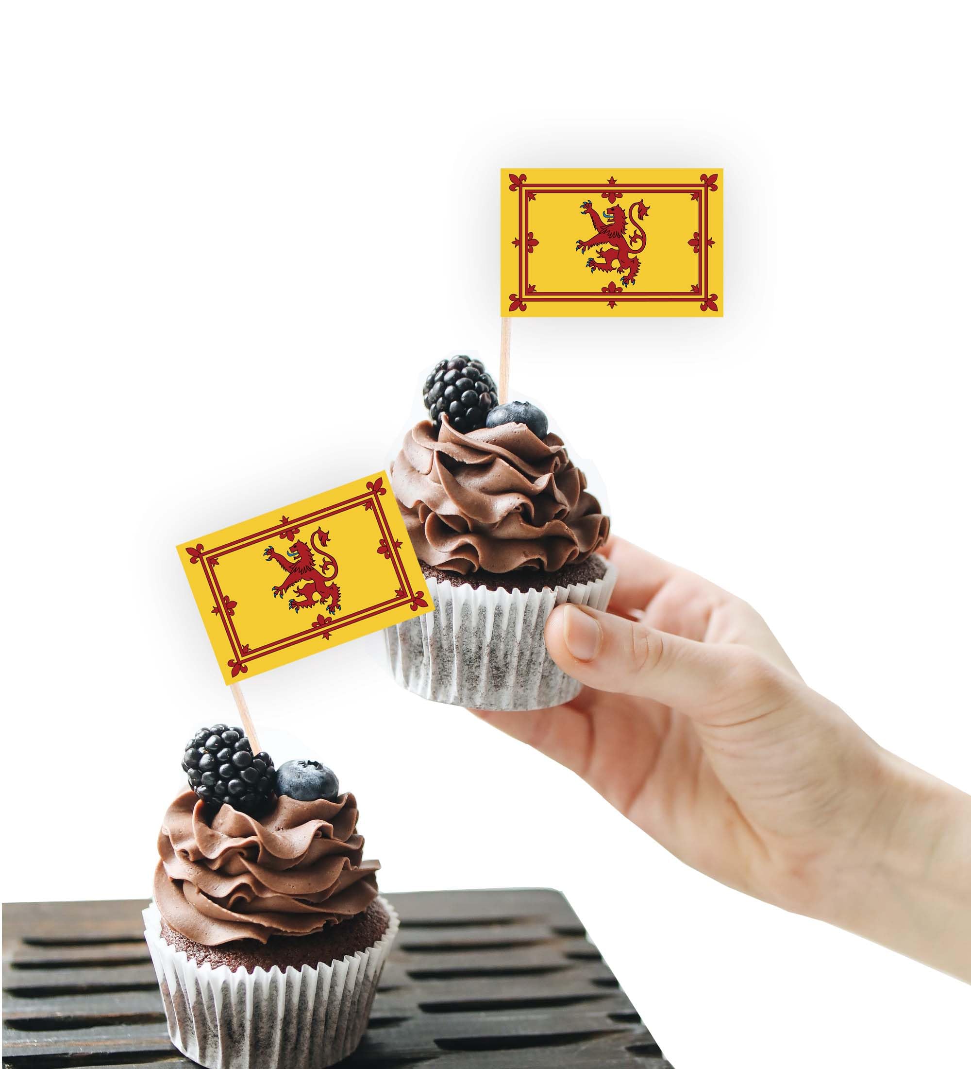100PCS Scottish Lion Flag Cake Topper,Scottish Lion Cupcake Stand For Party Decoration Supplies — image 1