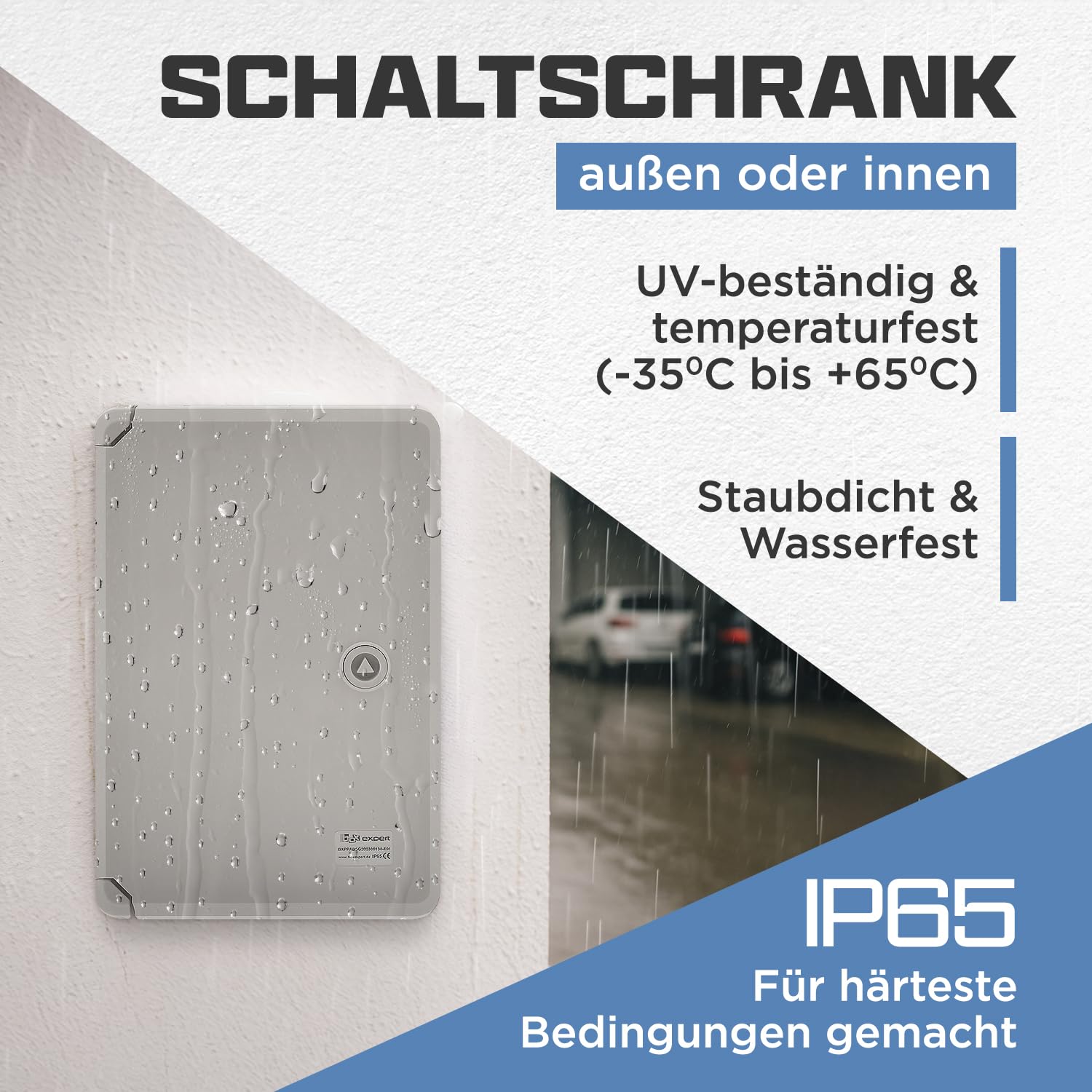 BOXEXPERT Verteilerkasten außen IP65 ABS Kunststoff 300x200x130mm Serie Fleet wasserdicht Schaltschrank Wandschrank Industriegehäuse Leergehäuse grau
