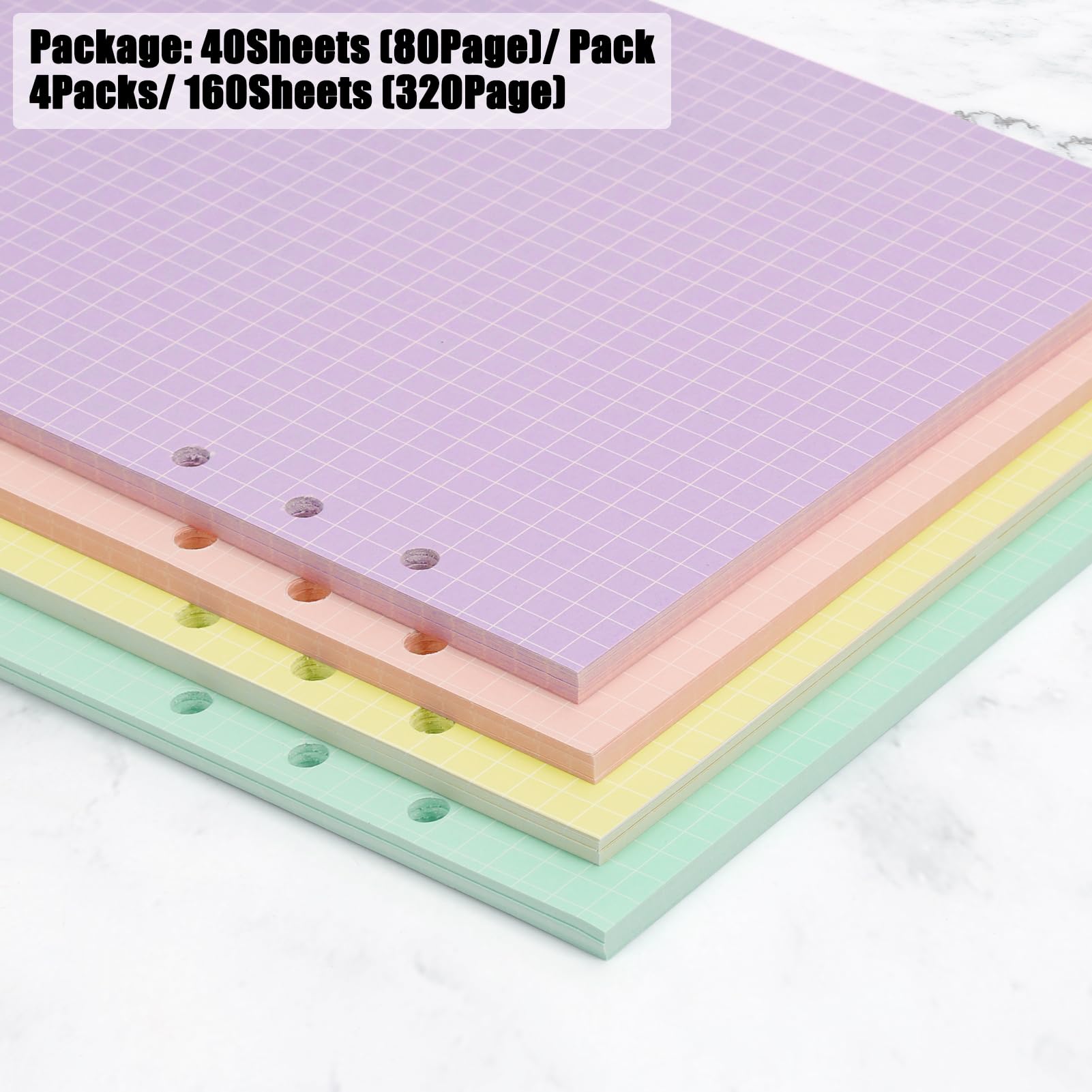 Papel De Recarga Cuadriculado A5, Papel Cuadriculado De 7 Orificios, 100  Hojas/200 Páginas, Papel Cuadriculado De Hojas Sueltas, Papel Blanco De 100  G/m², 5.8 X 8.3, image size:1601x1601