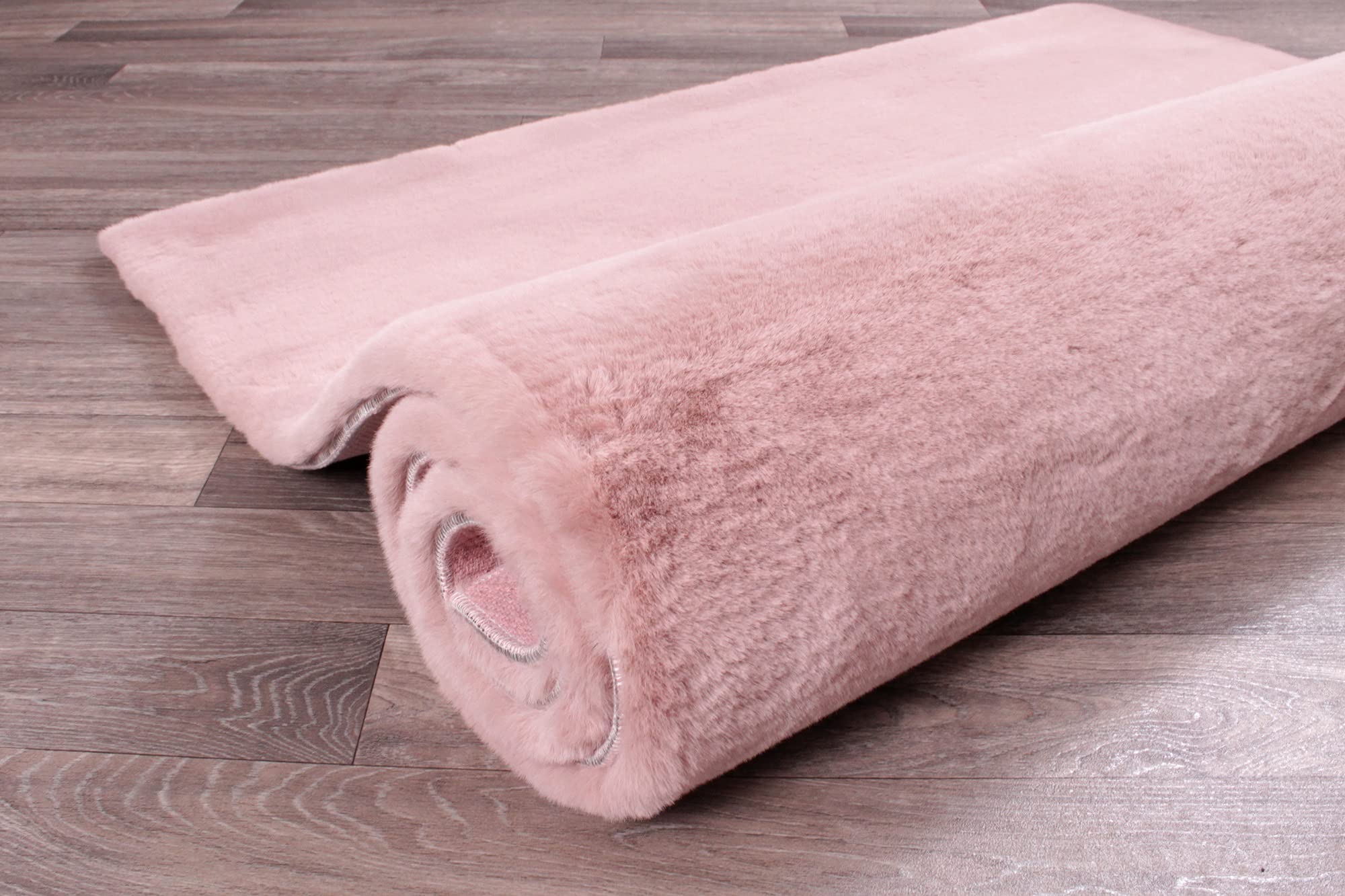 Luxe - Alfombra de piel sintética súper suave y esponjosa en color plateado, rosa rubor, marfil, carbón, beige, rojo y natural (rosa rubor, 80 x 150 cm)