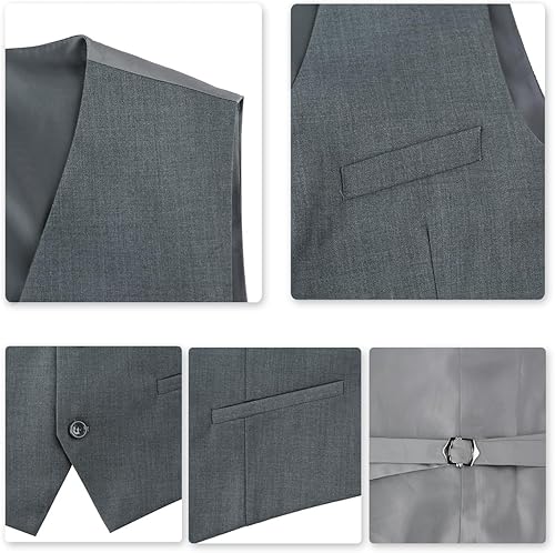 Miniatura 7 de YFFUSHI - Traje de 3 piezas (saco, chaleco y pantalones) para hombre, ajustado, con un solo botón, para negocios, bodas, bailes.
