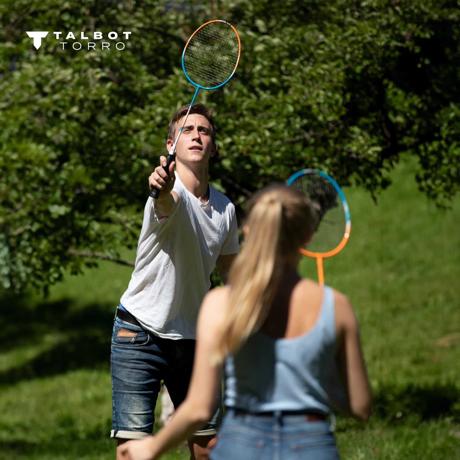 Talbot Torro Set da Badminton 2-Attacker, 2 Racchette, 2 Volani, in Una Borsa di qualità