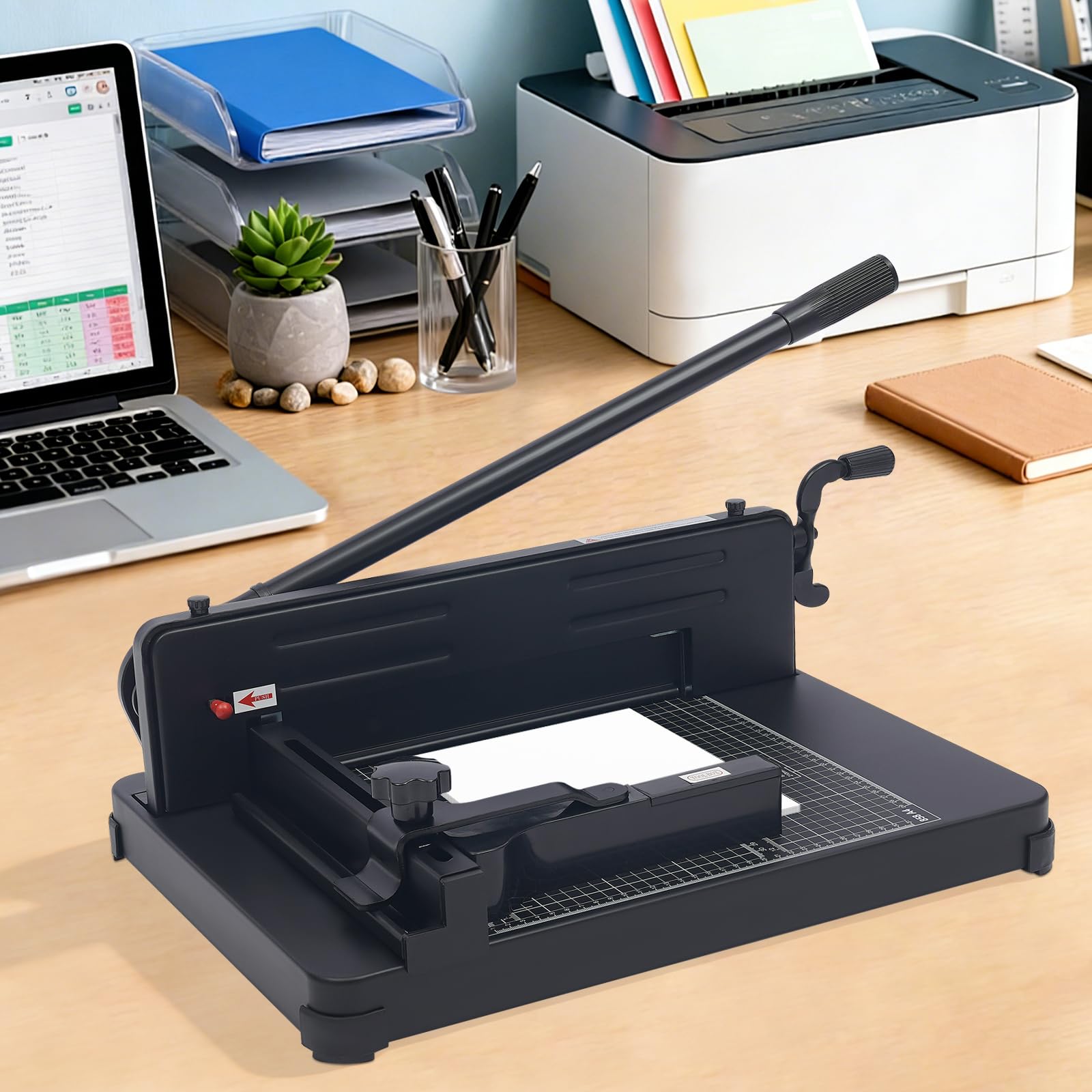 A4-Papierschneider aus Metall, A4 Manuelle Hebelschneider Papier bis zu 400 Blatt Papier, Hoher Präzision Schneidemaschine Mit Schutzvorrichtung, 12,4 Zoll Schnittlänge für Fotos Papiers