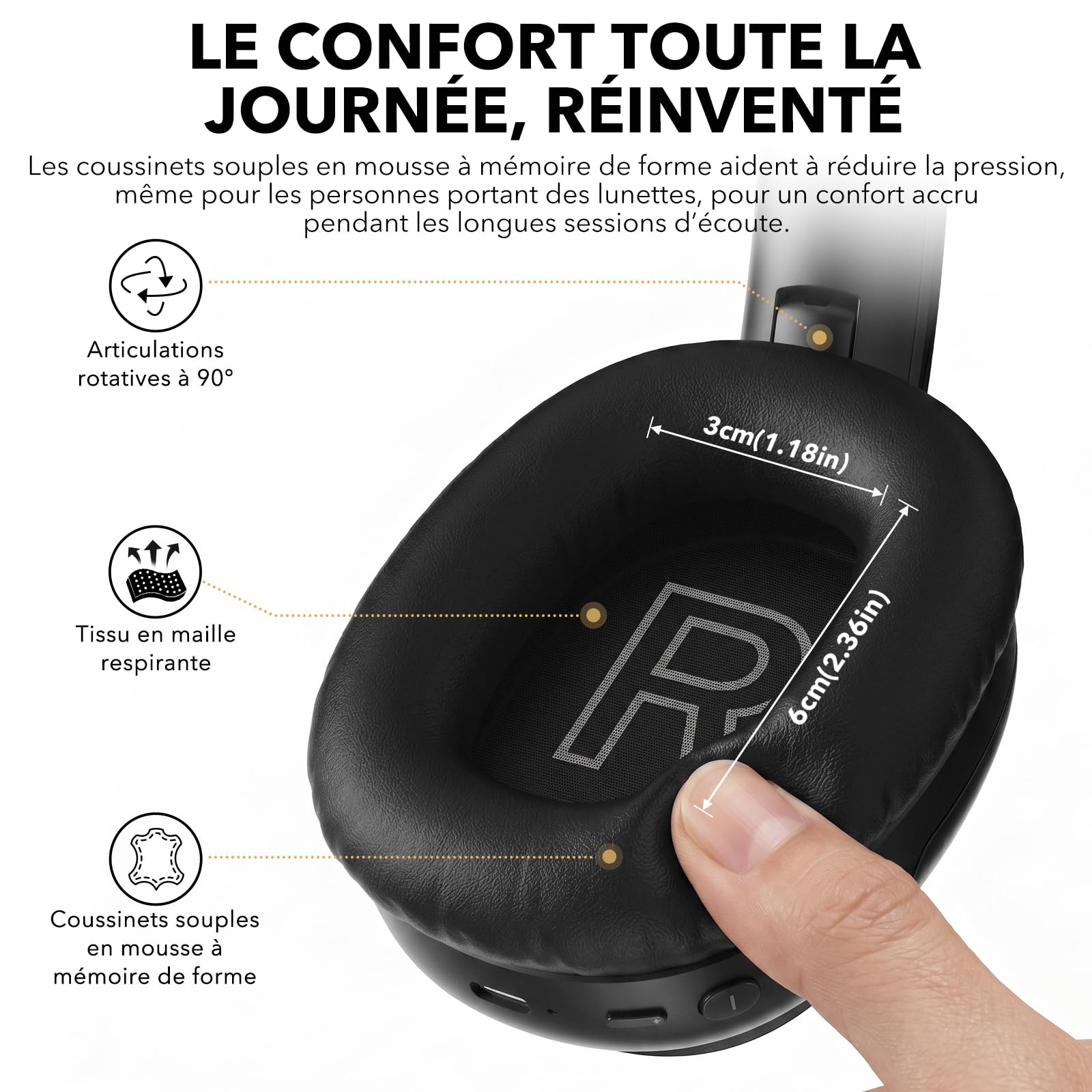 1Mii E700 Casque Bluetooth sans Fil avec Réduction de Bruit Active, Noir | ANC Hybride, Hi-Res Audio LDAC, Confortable pour Trajets, Voyage, Études, aptX Low Latency pour TV, Maison, Bureau, Avion