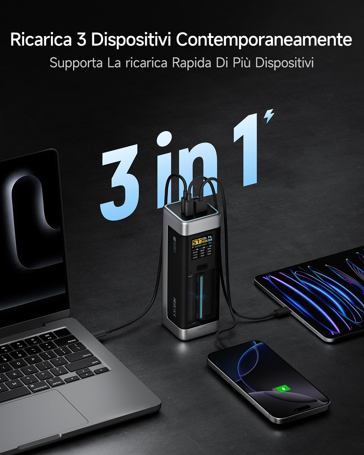 CUKTECH 20 Power Bank, 25000mAh Caricatore Portatile Batteria con 3 porte, Laptop Caricabatterie USB C PD3.1 140W, TFT Digitale Display, Ricarica Rapida per PC portatile,MacBookPro, GalaxyS23