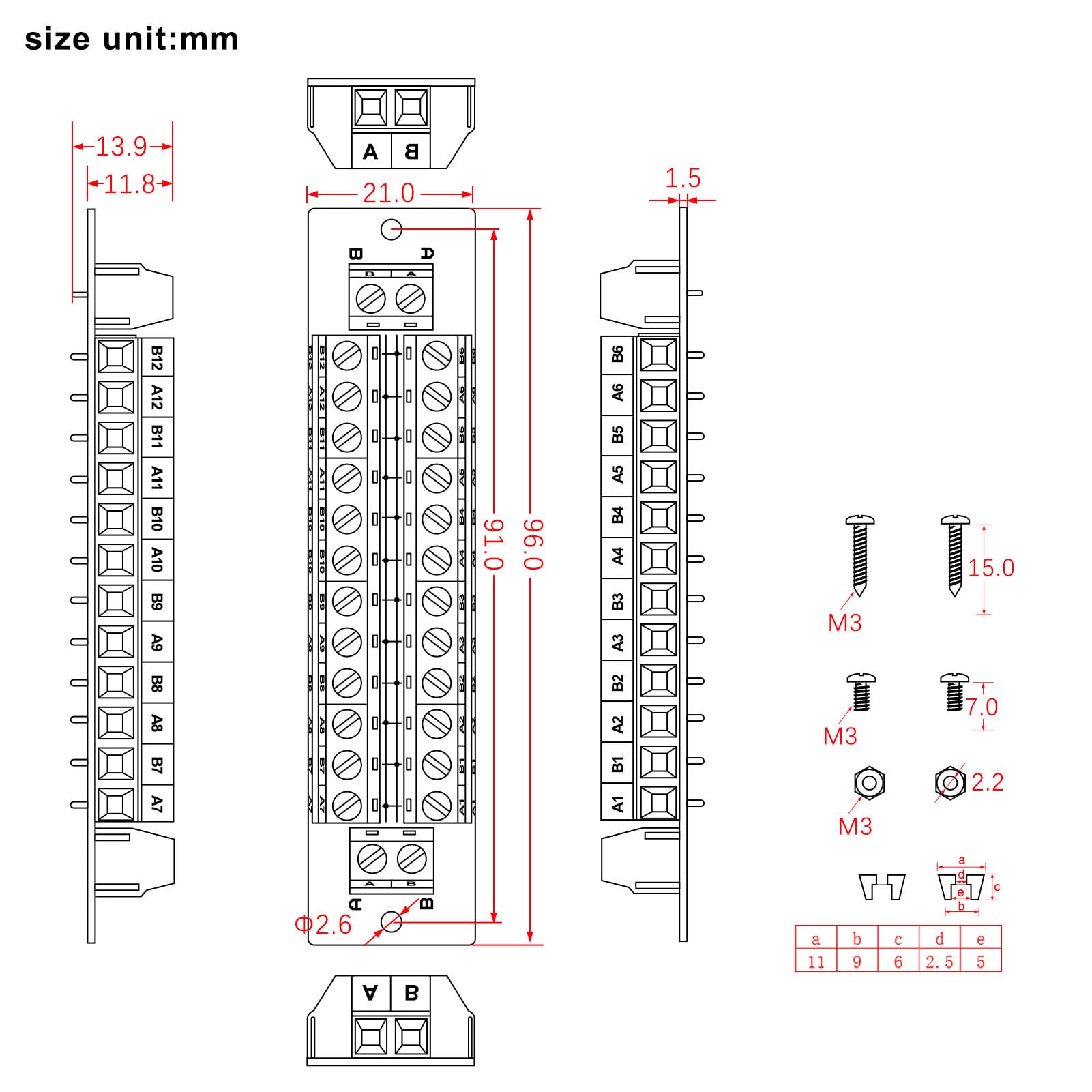Evemodel 2 unità Distributore di potenza 10A 2 ingressi 2 * 12 uscite Modulo di distribuzione per c.a.