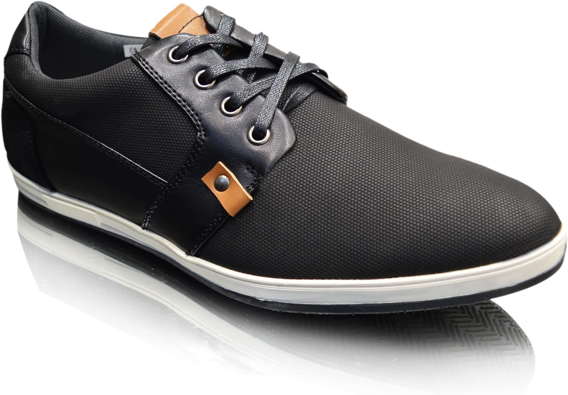 Mens Casual Trainers Lace-Ups Smart Leather Fashion Black Shoes UK Size
