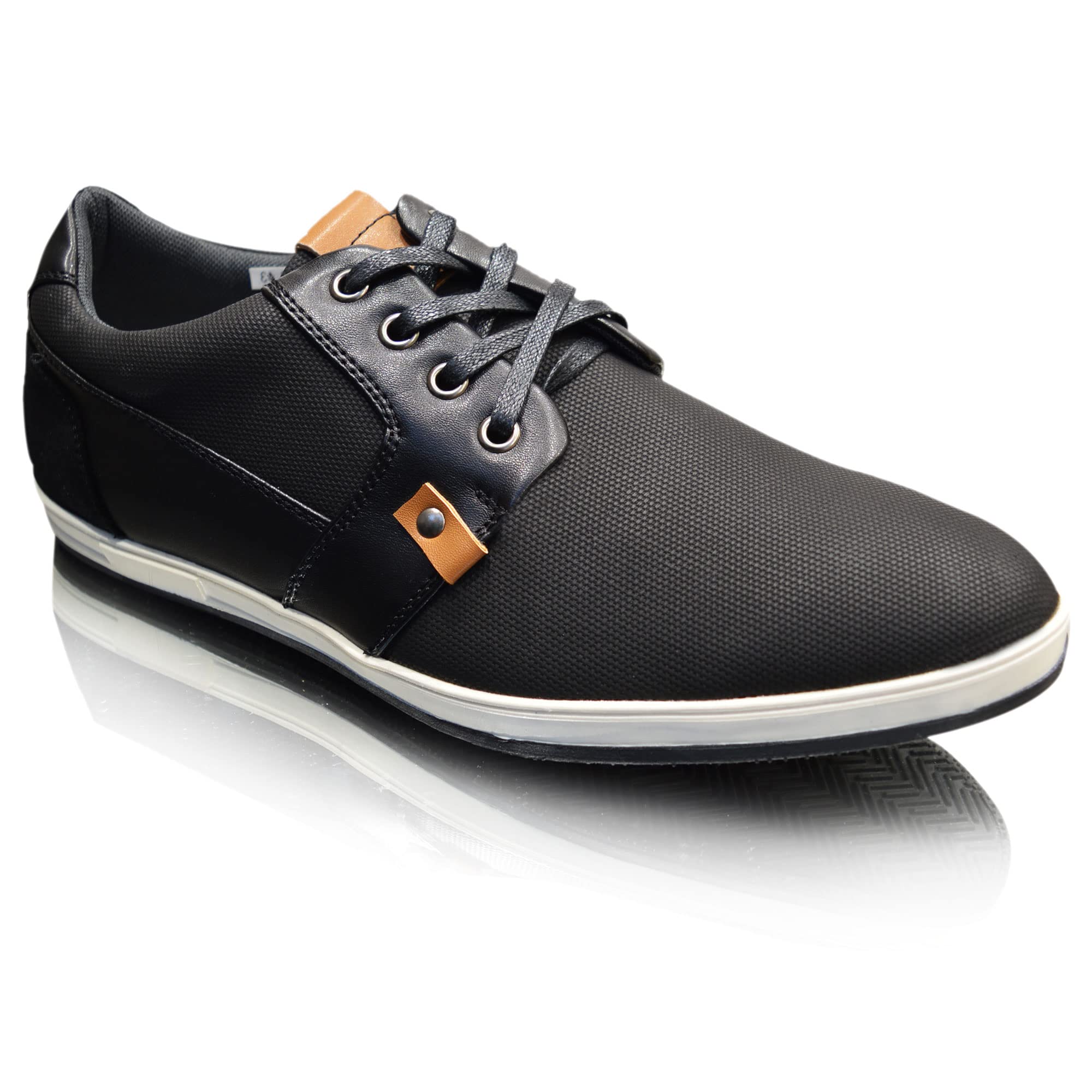 Mens Casual Trainers Lace-Ups Smart Leather Fashion Black Shoes UK Size