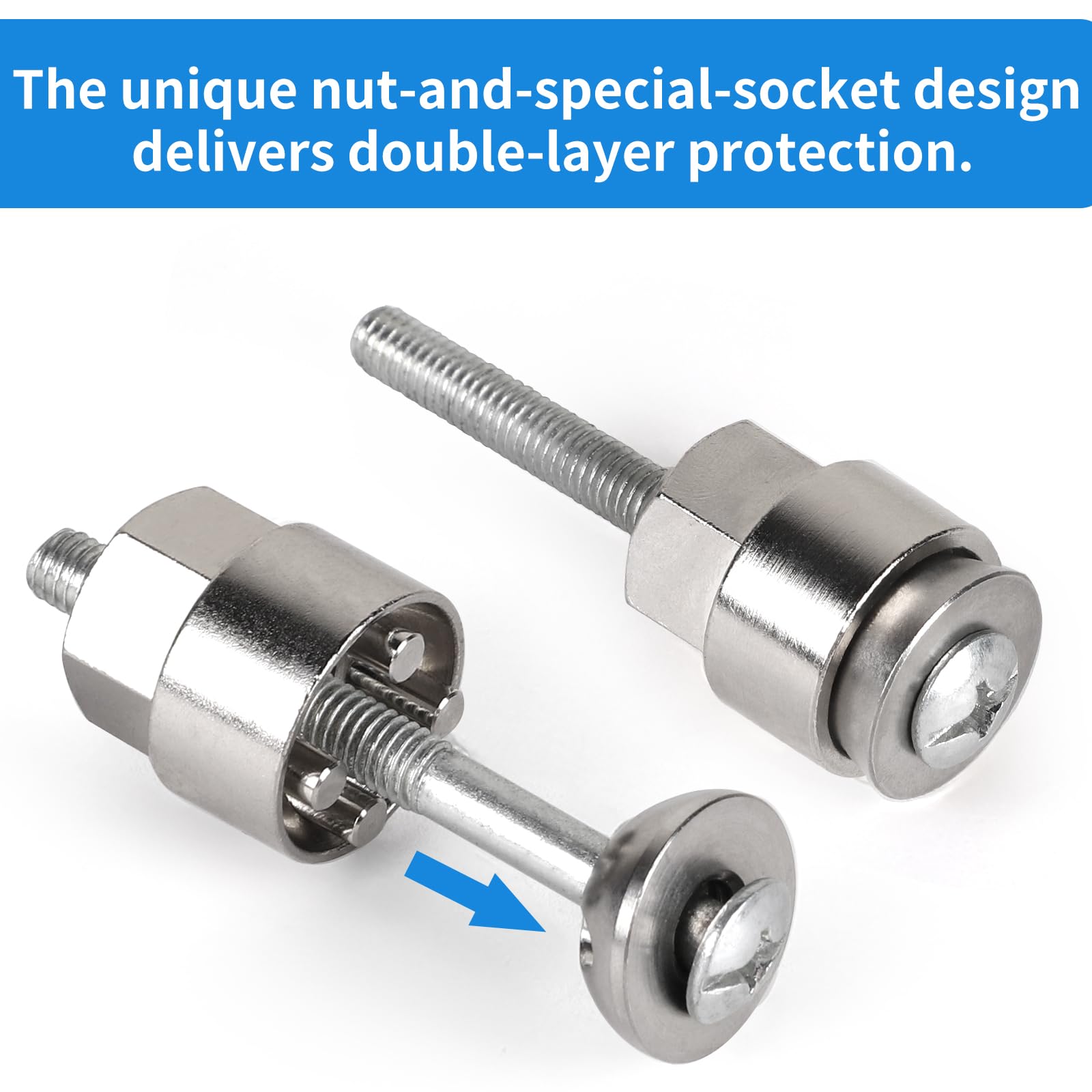 DBREAKS Dado Antifurto M8 4 Fori, Dado di Sicurezza Antifurto in Acciaio Inox (4 Dadi, 1 Noci M6), Dadi di Sicurezza Antifurto per Tenda da Tetto, Portabici, Impianto Solare, per Auto e Casa