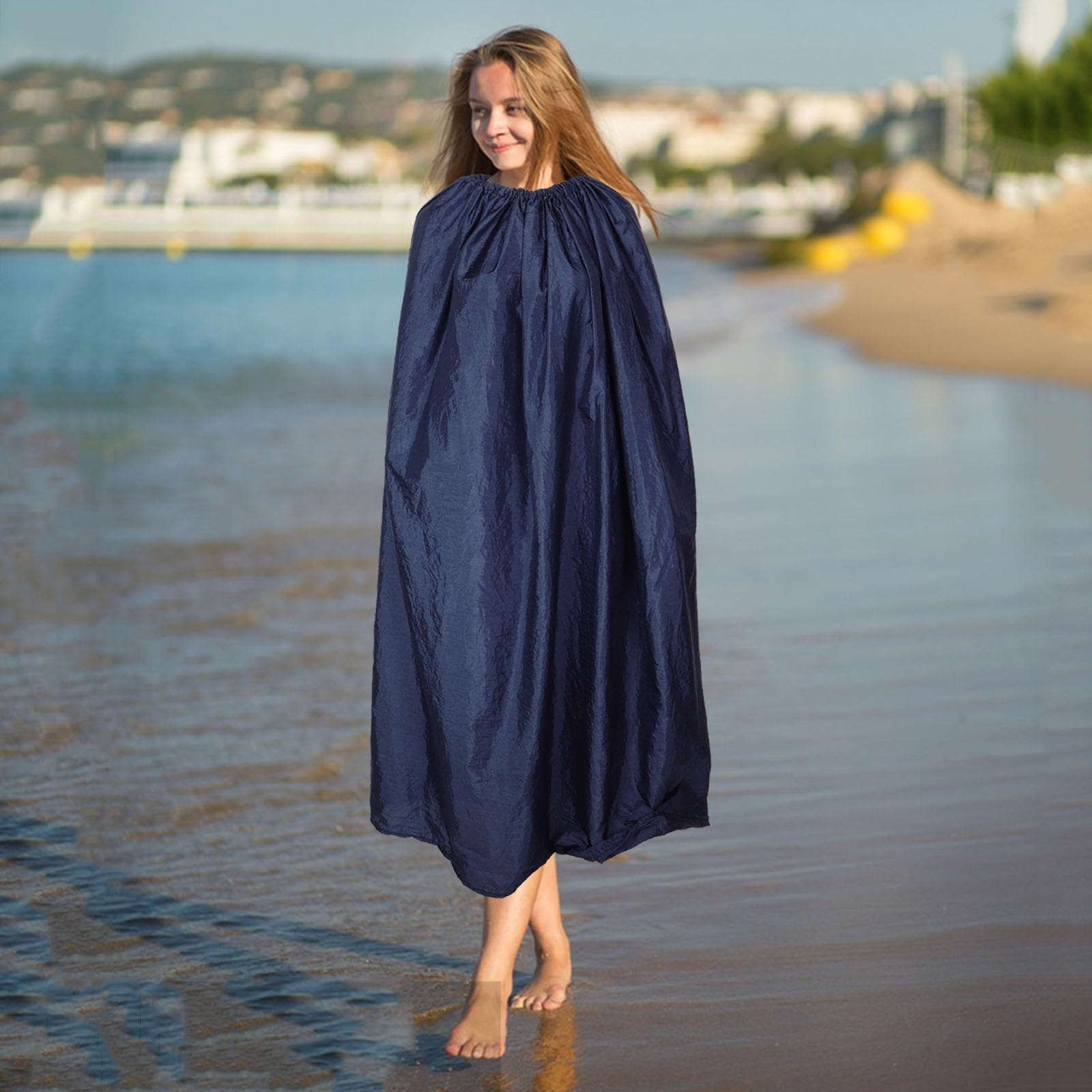 Kisangel Vestidor de Playa Portátil de Nylon, Protección de Privacidad y Función Sencilla de Baño, Adecuado para Playa y Fotos, Color Azul Marino