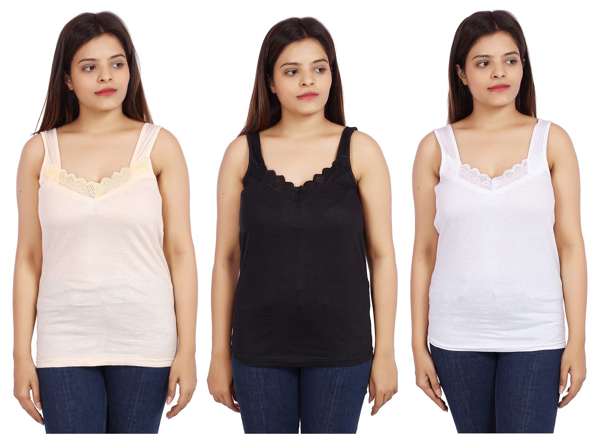 rylie Cotton Camisole Slip with Band Strap for Women- Combo Pack-picture-37