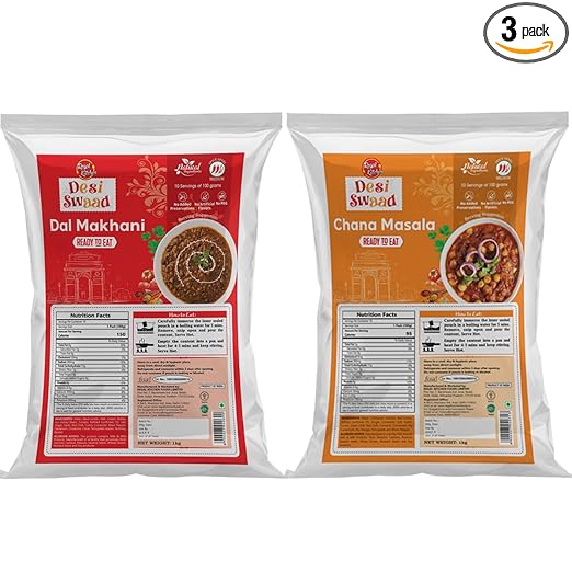 Desi Swaad Combo Dal Makhani, Chana Masala | Ready to Eat Meal | Heat in 90 secs (Dal Makhani and Chana Masala)