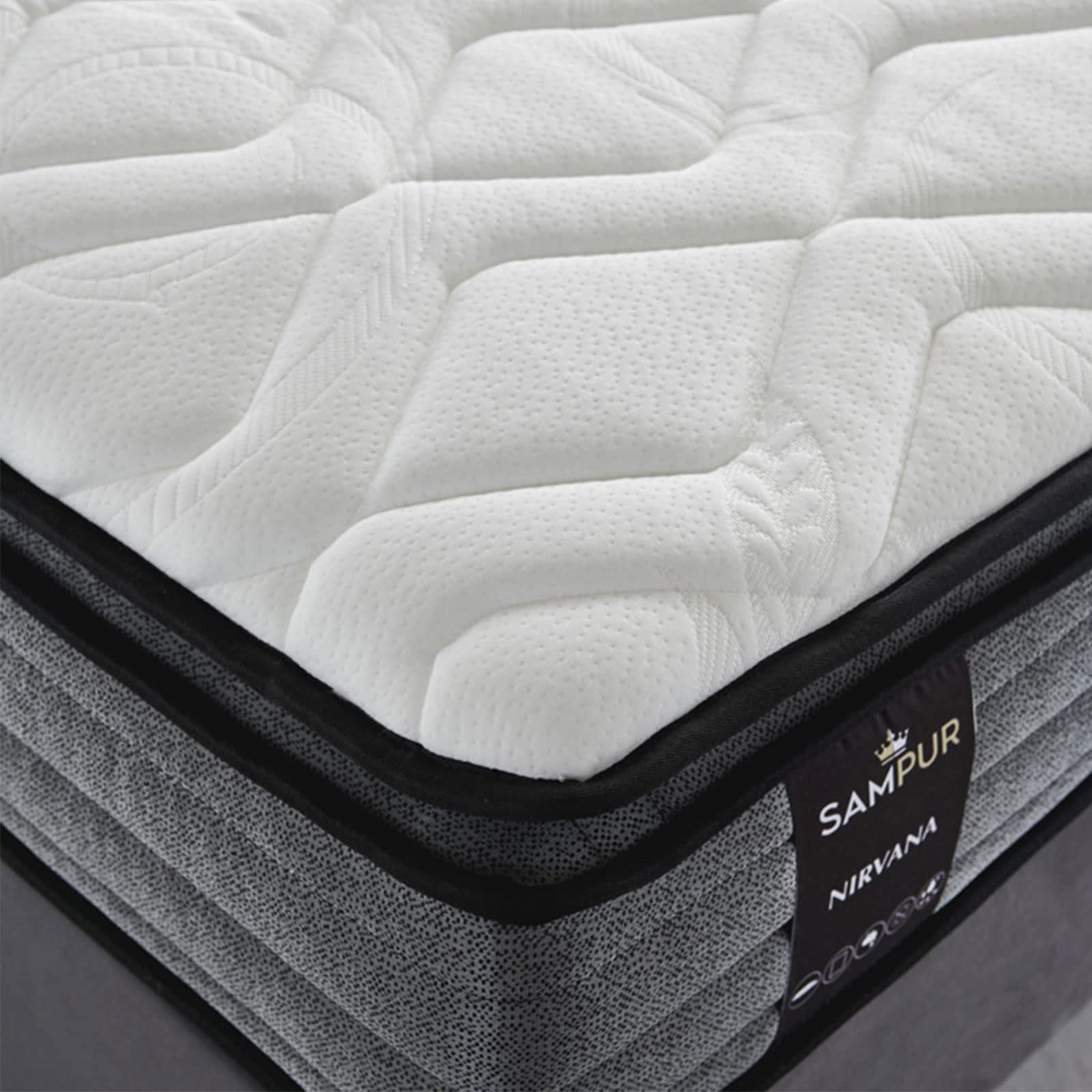 SAMPUR - Matelas Nirvana : Mémoire de Forme | Ressorts ensachés | Latex | Soutien mi-Ferme | 26 cm d'épaisseur | 160/200 cm