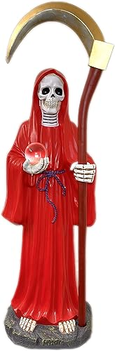 Santa Muerte 40 pulgadas Estatua de la Santa Muerte Parca Calavera Esqueleto (Color Rojo)