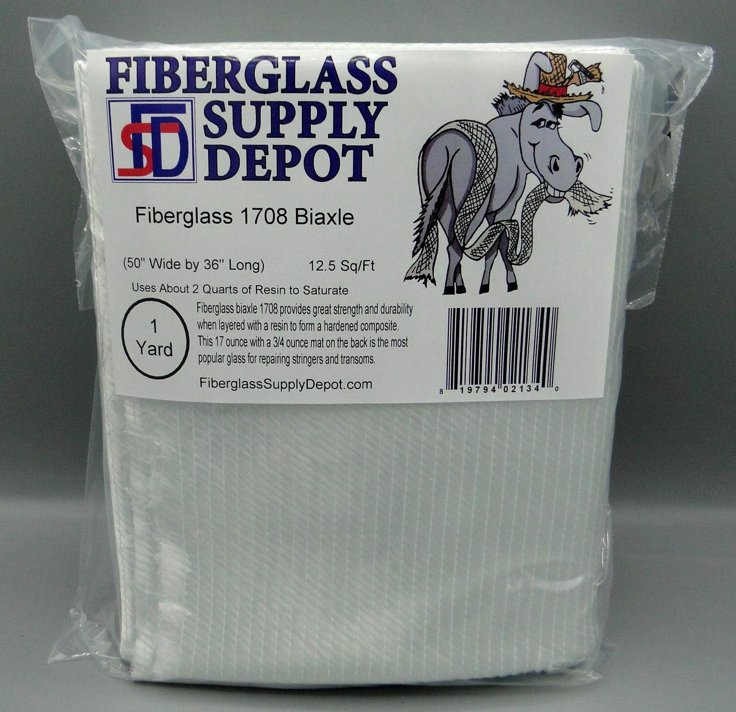 1708 Fiberglass 45/45 DBM Biaxial 50″ Inch Wide – 3 FEET Long – 1 Yard