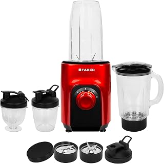Faber ARIA 4in1 Sportz Blender |Mixer Grinder Blender|400 Watts |Smoothie maker|100% Copper Motor|Detachable SS Blade|2 PC Jar,1 Mug and 1Dessert cup |Wet, Dry Grinding |2 Year Warranty by Faber(Wine)