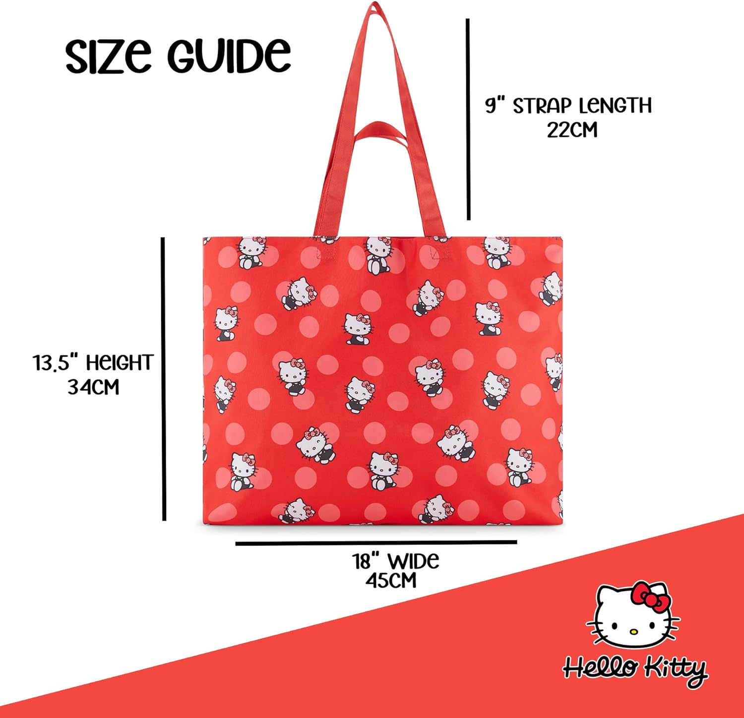 SANRIO Hello Kitty Nylon Tote bag - Girls, Boys, Teens, Adults - All Over Print Single Handle Nylon Tote Handbag