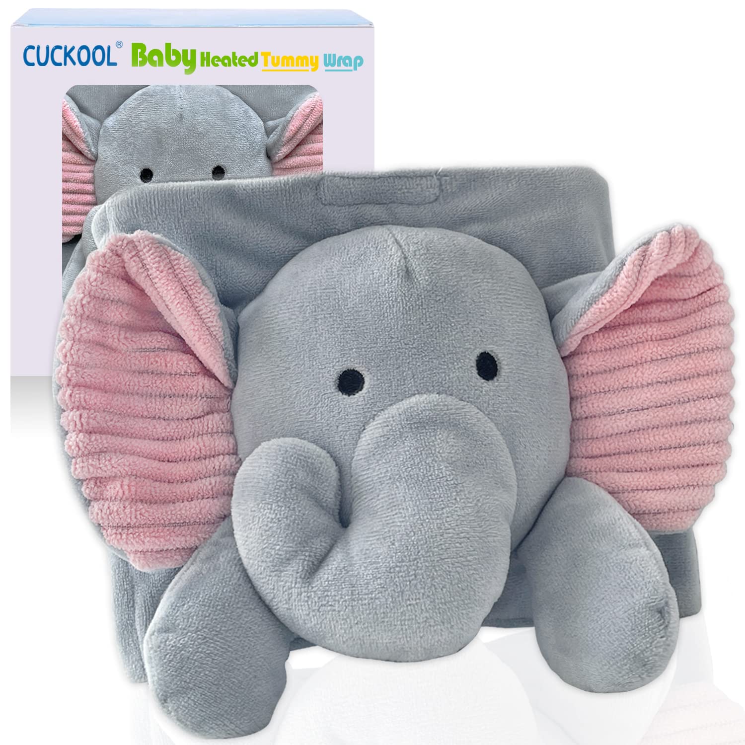 Colic Relief for Newborns, Baby Colic and Gas Relief, Baby Heated Tummy Wrap, Baby Heating Pad for Belly, Natural Relief for Upset Stomach in Babies and Toddlers (New Elephant)
