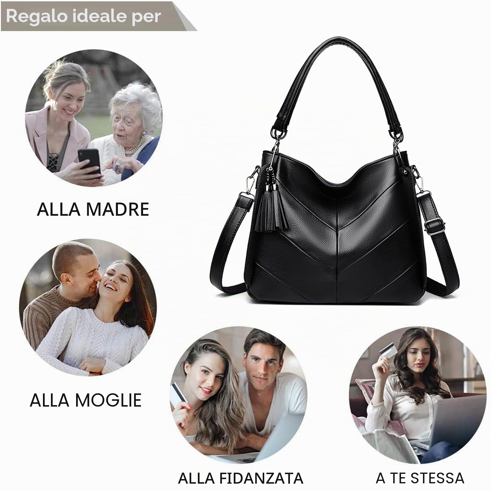 Donna Borsa a Spalla in Pelle PU Tempo libero Borse a Mano Hobo Grande capacità Borsa a tracolla