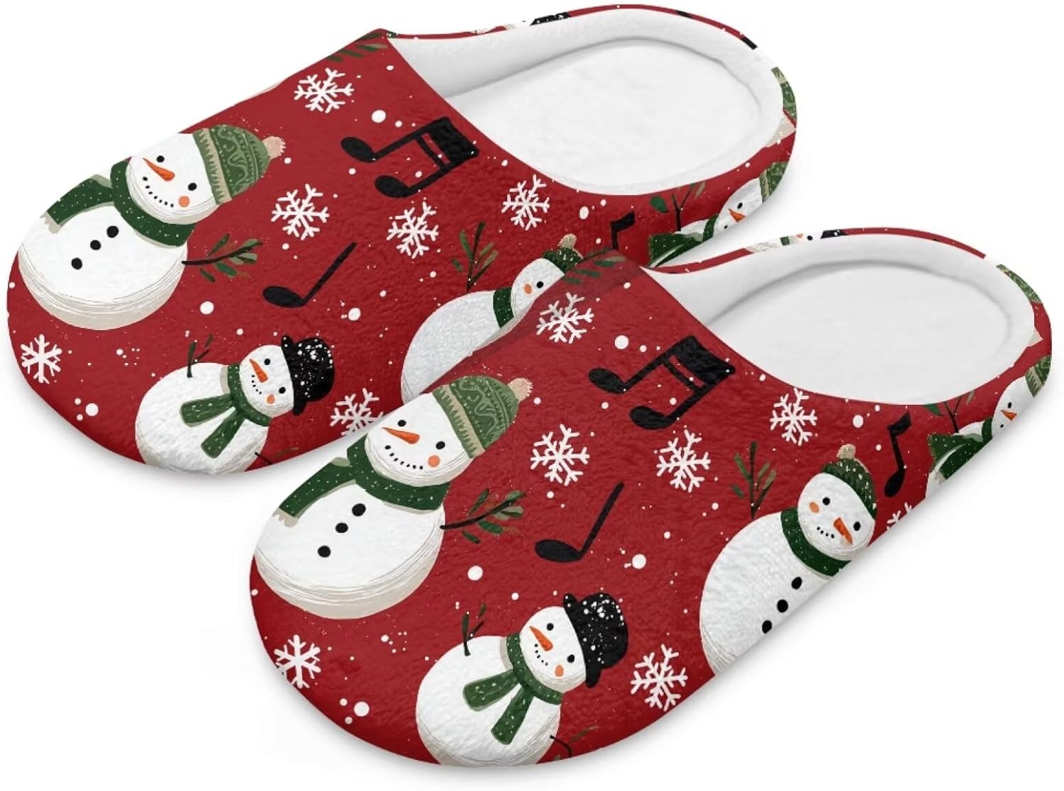 Bedroom Slippers for Indoor Spa Slippers Guest House Shoes Christmas Theme Closed Toe Cotton Indoor Shoes