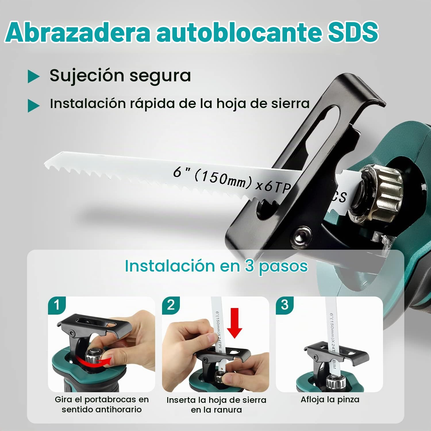 Sierra de Sable Inalámbrica, STANEW 0-3000 RPM Sierra Sable, 2 Baterías 2.0Ah de Iones de litio y Cargador,con 5 Cuchillas, Corta Madera, Metal, Plástic, Ramas