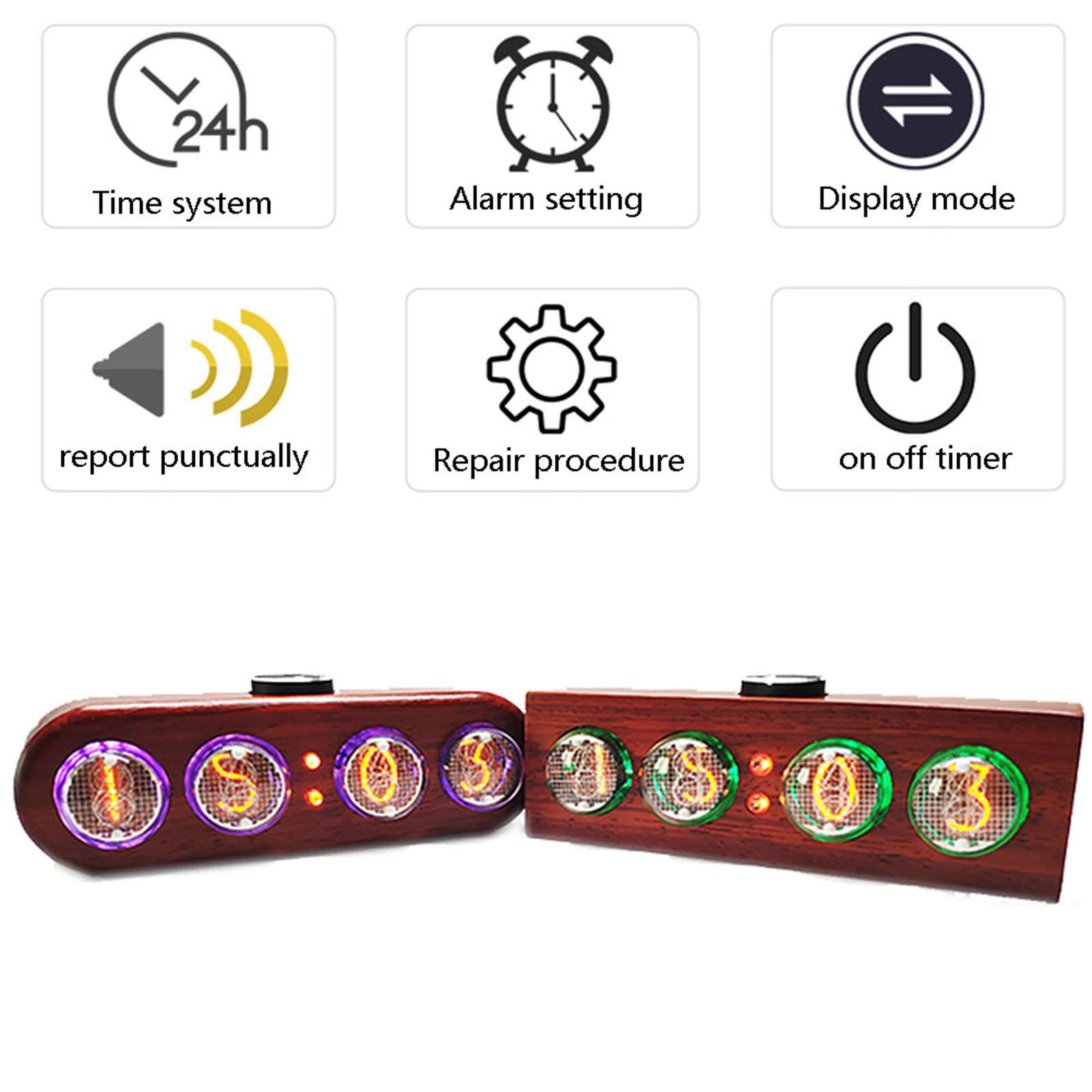 Cadeaux personnalisés, Horloge LED Bluetooth App Control, Nixie Tube Clock Adjust Volume, Nixie Tube Clock Time System Infrared Control, Filet