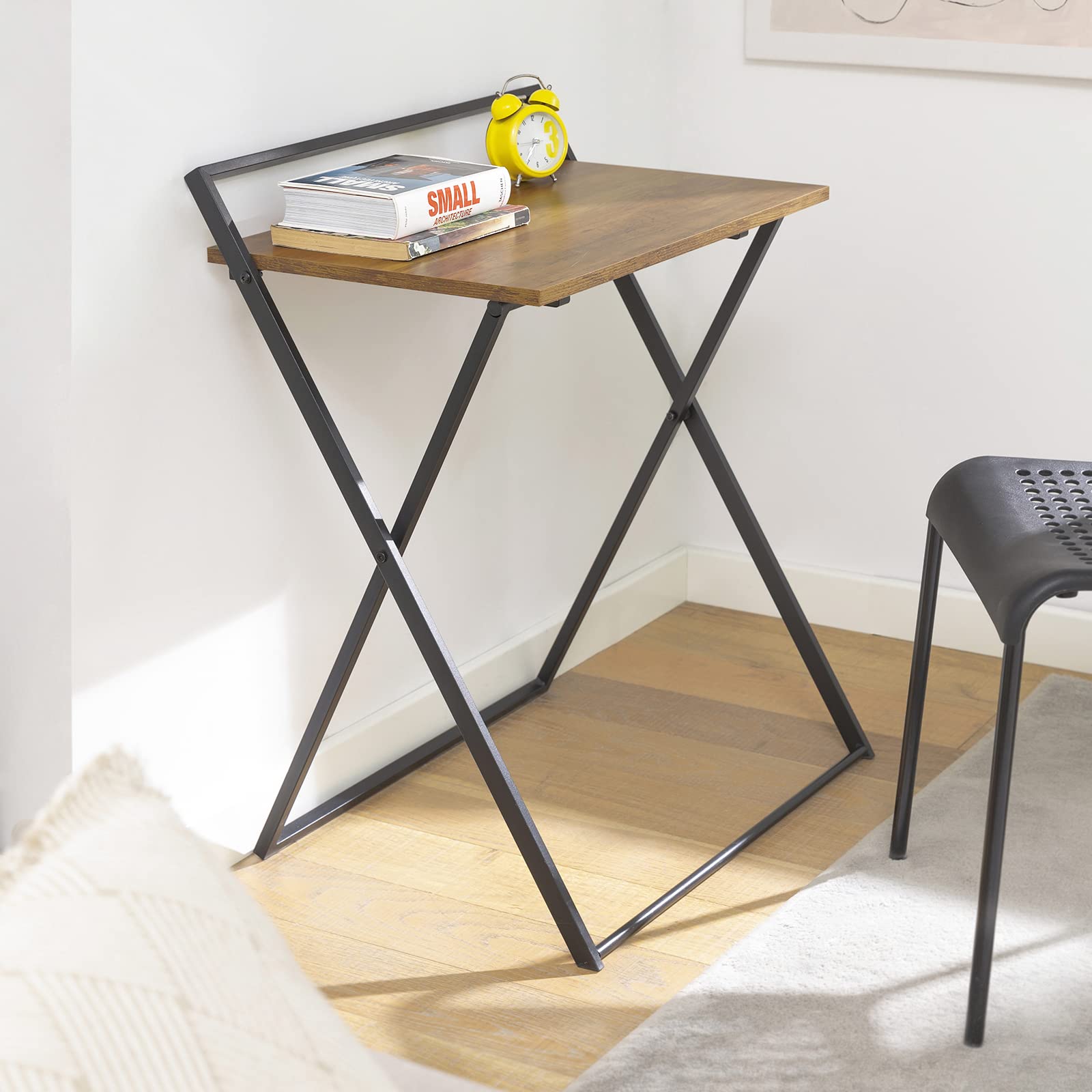 SoBuy Tavolo Pieghevole Portata fino a 50kg 63x77x45cm Ufficio | scrivania portatile senza montaggio, design industriale, MDF E1 FWT88-F