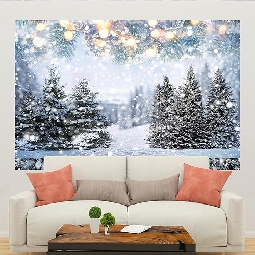 Miniatura 5 de Lofaris Fondo de fotografía de copos de nieve de bosque blanco para niños, recién nacidos, baby shower, decoración de fiesta de cumpleaños,