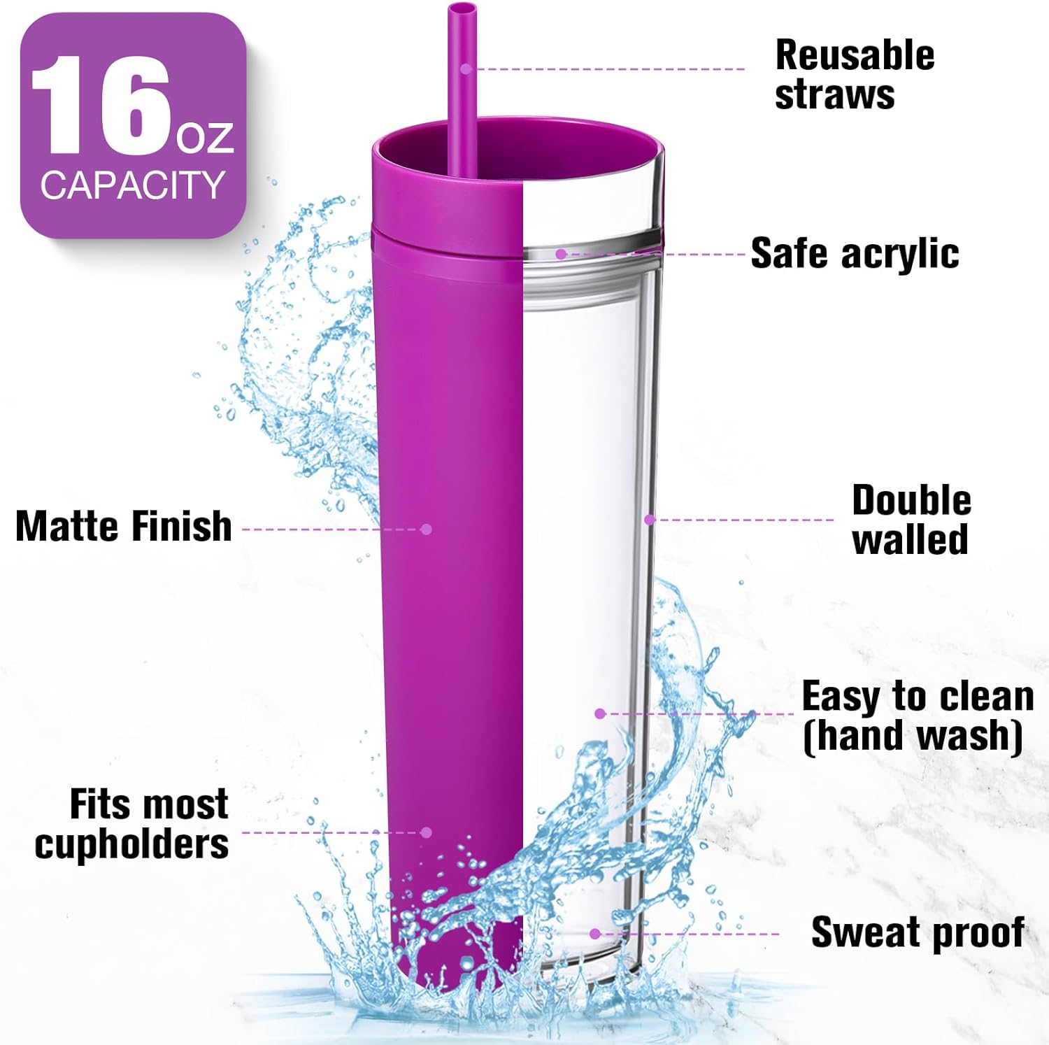 30 Pcs Bulk Skinny Tumblers with Lids and Straws 16 oz Matte Pastel Colored Plastic Mugs Reusable Double Wall Tumbler Cups for Home School Office Birthday Parties Vinyl DIY Gifts, 10 Assorted Colors - Image 3