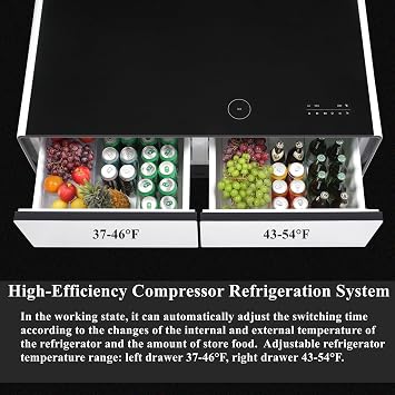 Smart Coffee Table with Built-in Fridge and Bluetooth | Smart Refrigerator Table with Wireless Charger & Atmosphere Light & Outlet Protection & USB Ports, LT135 Pro-White