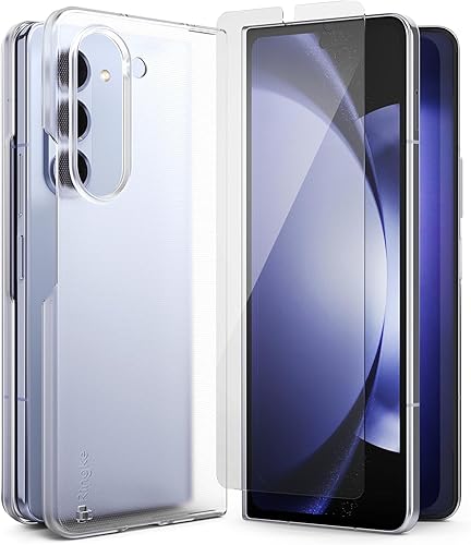 Ringke Funda delgada compatible con Samsung Galaxy Z Fold 5 transparente mate + cubierta de cristal compatible con Samsung Galaxy Z Fold 5