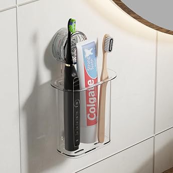 PAVSTINE Toothbrush Holder Suction Cup Small Electric Toothbrush Holder No Drilling Toothbrush Holder Wall Max Holds 3 kg Removable Bathroom Organizer for Kitchen Bedroom