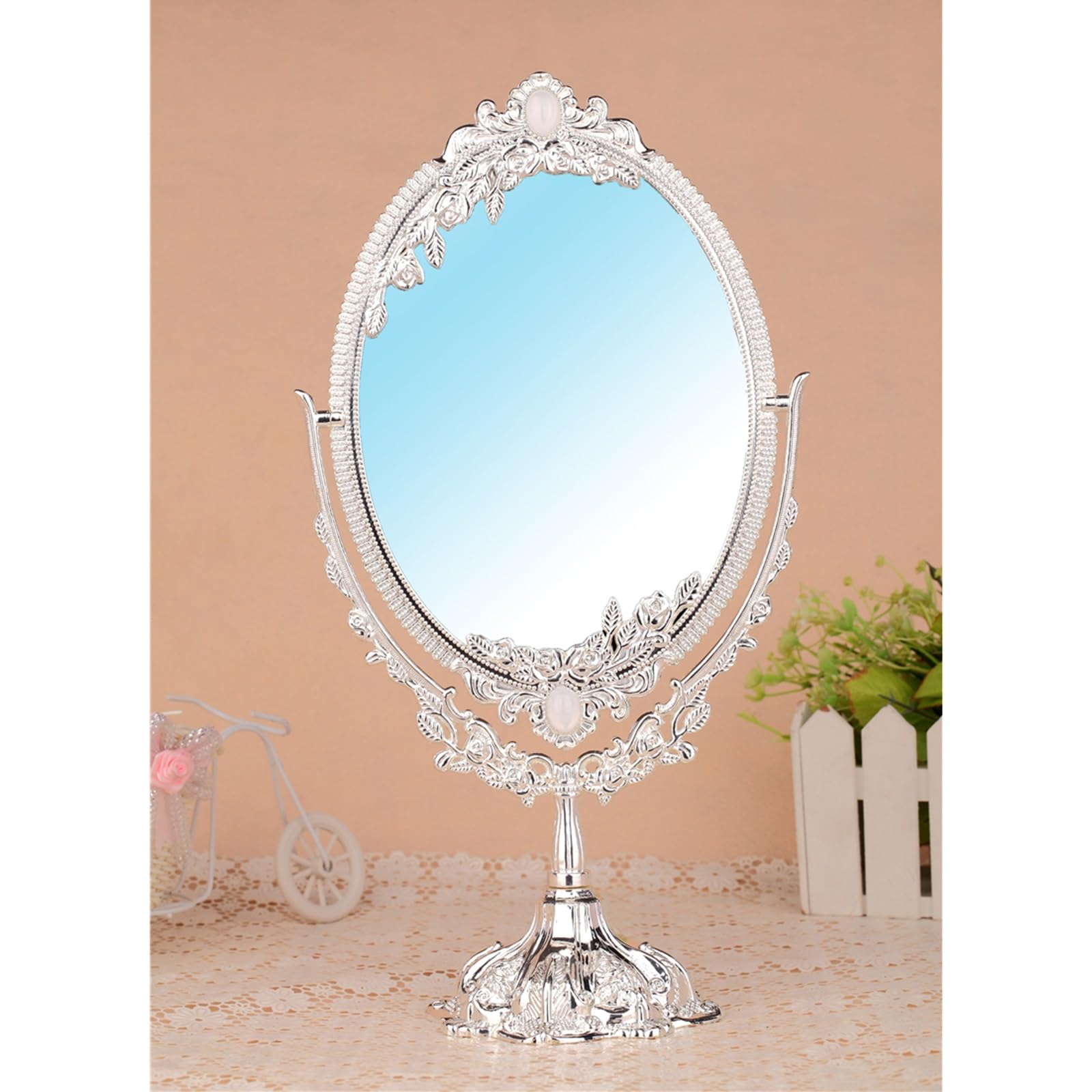 SDCFFC 360 Degree Rotation Makeup Mirror, Detachable Mirror - 2-Sided Vanity Mirror Adjustable Stand, Girl Women Mother's Gift