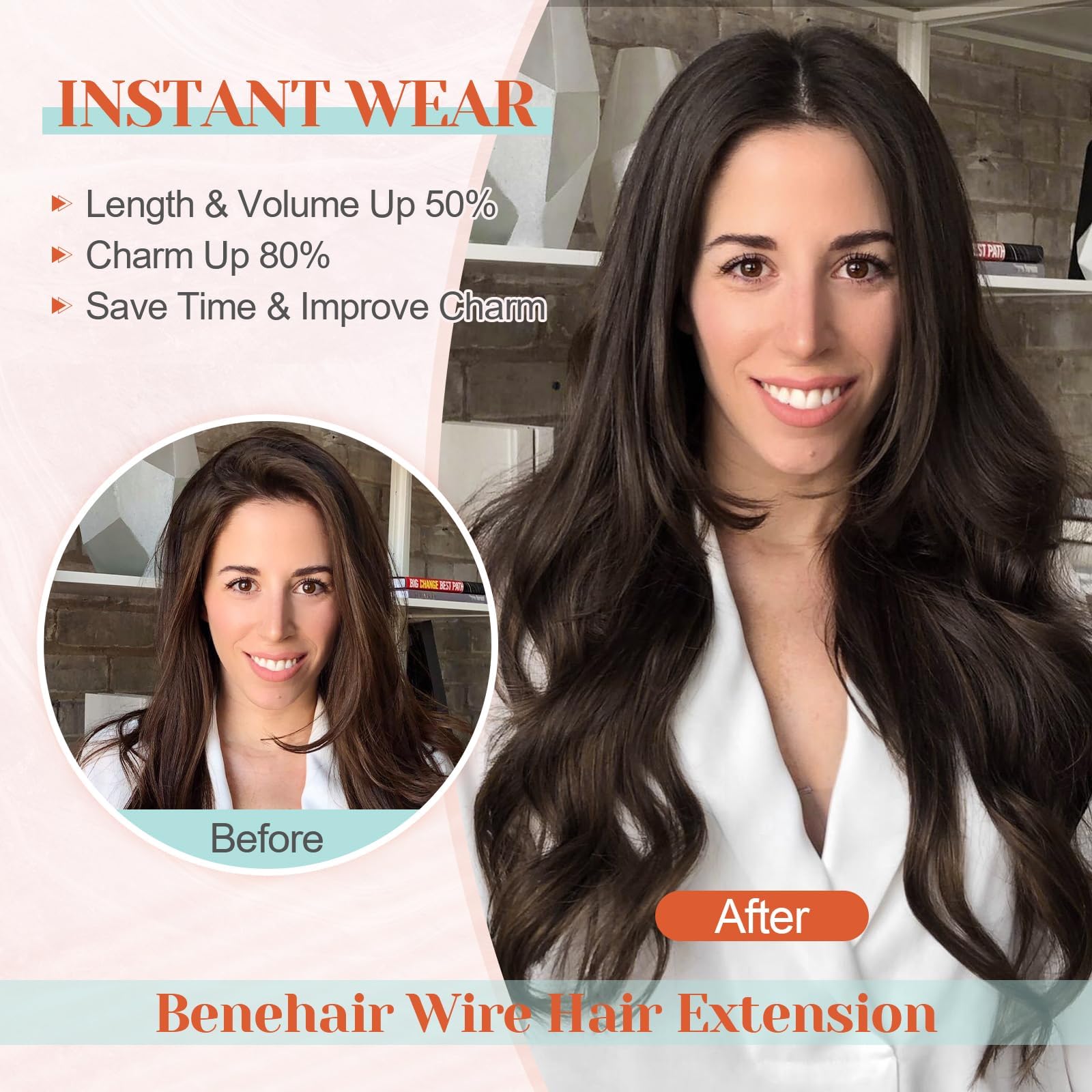 18” Natural Ash Blonde 100% Human Hair Halo WIRE Halo Extensions Ash Blonde Mix #18/22 100% Human Hair  main image 3