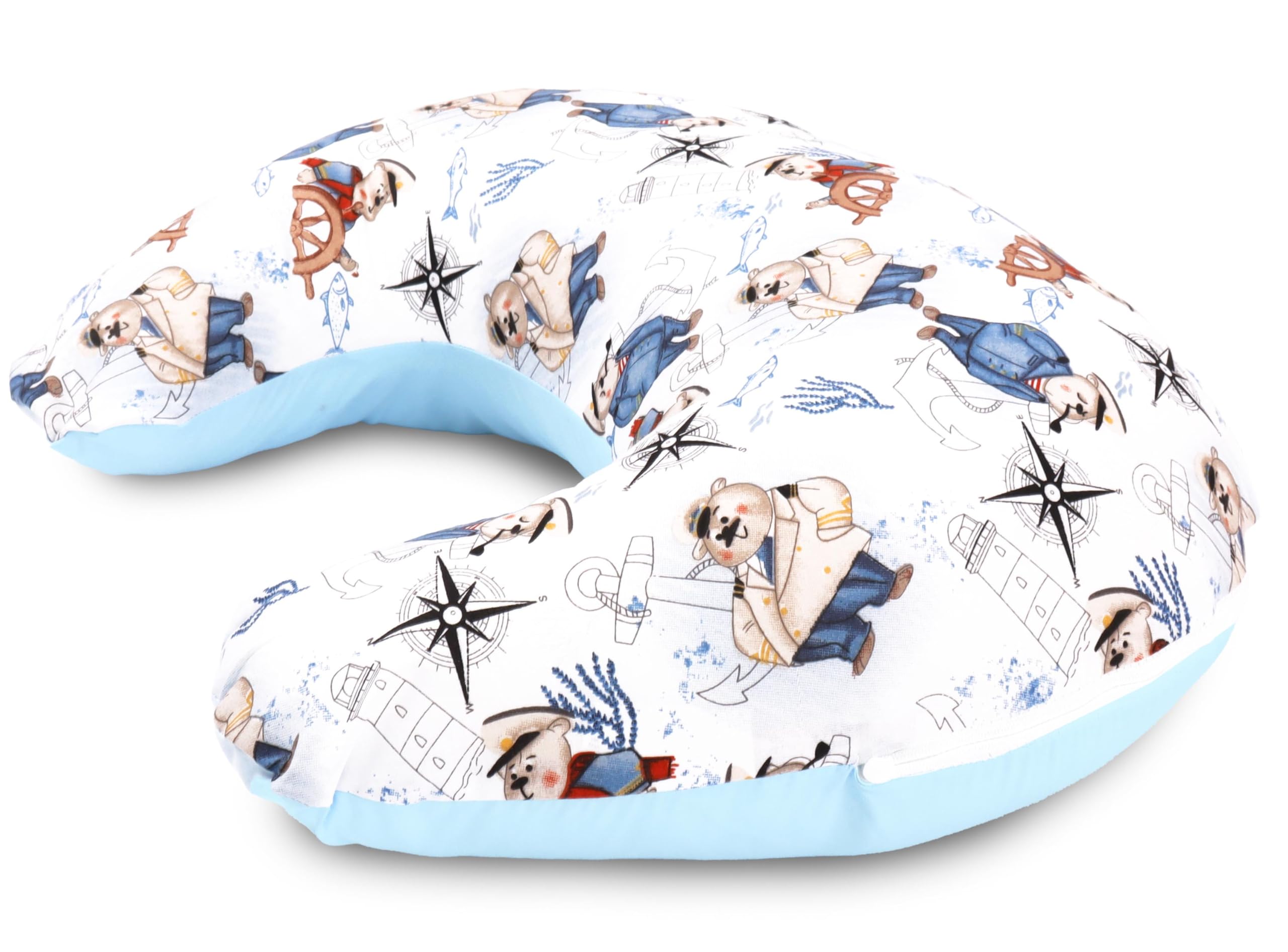 Amilian Stillkissen Klein – Lagerungskissen Stillhörnchen – Schwangerschaftskissen für Schwangere – Babylesekissen Seitenschläferkissen – Nursing Pillow - Matrosen