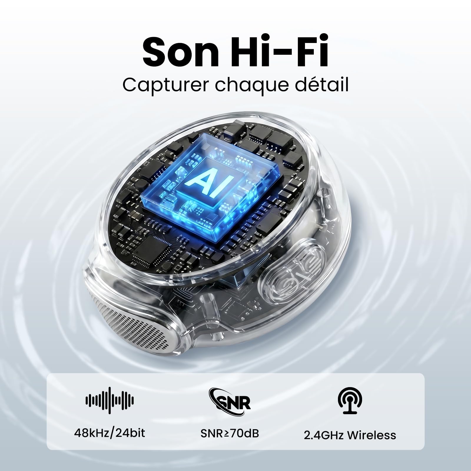 Micro-Cravate sans Fil pour iPhone, Mini Micro magnétique | Réduction de bruit IA, Plug & Play, autonomie 6h, idéal pour Vlog, interviews et livestreams