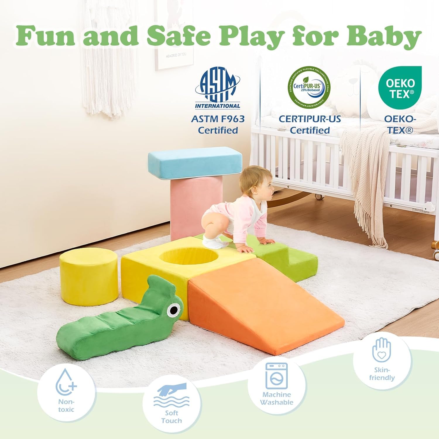 Juguetes de escalada para niños pequeños, bloques de escalada para bebés, juego de bloques de escalada de espuma suave de 7 piezas, juguetes de escalada para bebés, juegos para niños pequeños 4