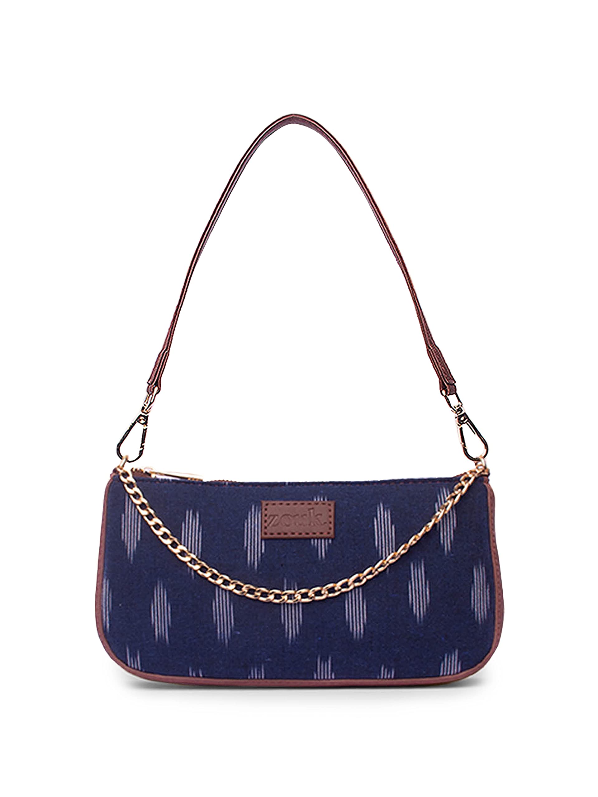 ZOUK Ikat Jet Blue Printed Womens Jute Handcrafted Vegan Leather Navy Blue Mini Shoulder Bag (B0BZSR139C) Amazon Price History, Amazon Price Tracker