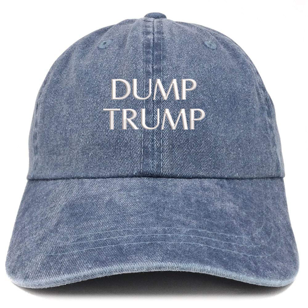 Top Level Apparel Dump Trump Text Embroidered Low Profile Unstructured Pigment Dyed Unisex Baseball Dad Hat