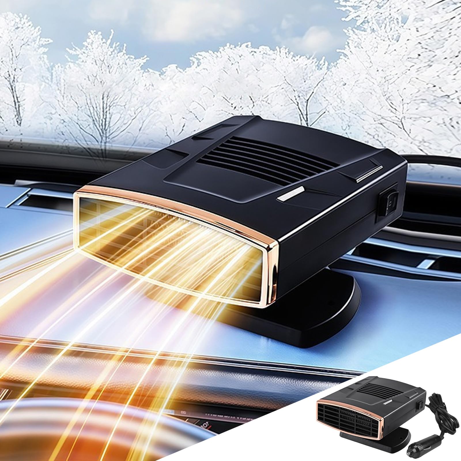 DAZZTIME Chauffage de Voiture,Dégivreur de Voiture,Chauffage pour Voiture,Chauffage et Dégivreur avec Radiateur Soufflant 2 en 1,Chauffage Portable pour Véhicule,Chauffage de Voiture pour l'hiver