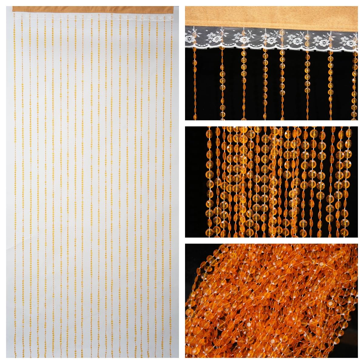 YaoYue Crystal Beaded Curtain Door Curtains Room Divider Hanging Diamond Acrylic Beads for Doorway Hippie Closet Bedroom Wall Window Backdrop Decor (35.5×79in/90×200cm, Crystal)